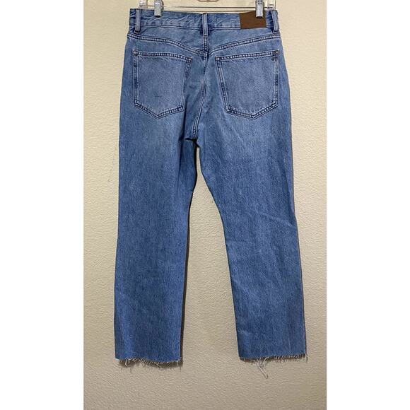 MADEWELL Women Jeans Size 28P Blue 90s Straight-Leg Ripped-Edition Raw-Hem NWT - Picture 9 of 12